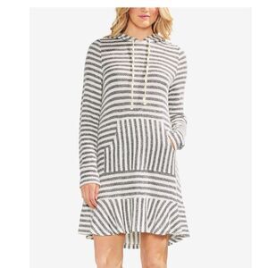 Vince camuto hooded stripped dress size small
